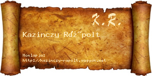 Kazinczy Rápolt névjegykártya